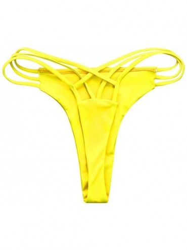 Tankinis Women Sexy Bottoms Cheeky Thong V Swim Trunks Swimsuit Bikini Swimwear - Yellow - C918C50CR3N $17.59