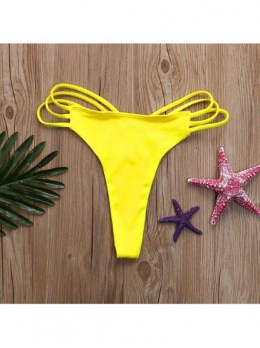 Tankinis Women Sexy Bottoms Cheeky Thong V Swim Trunks Swimsuit Bikini Swimwear - Yellow - C918C50CR3N $7.13