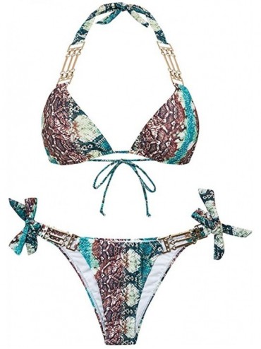Tankinis Bikini Swimsuit for Women Plus Size with Chest Pad Snake Pattern Print Tankini Swim Jumpsuit Beachwear Padded Swimwe...