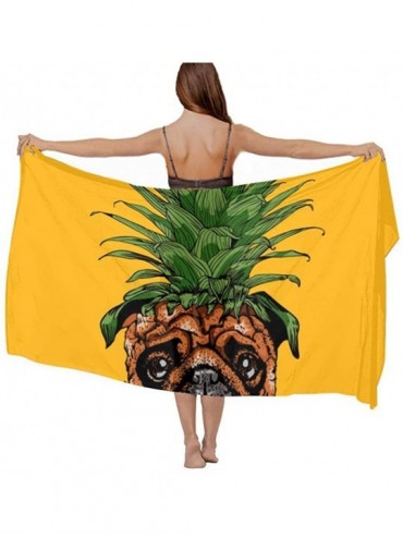 Cover-Ups Women Fahion Swimsuit Bikini Cover Up Sarong- Party Wedding Shawl Wrap - Pineapple Pug - CK19C6NYQIL $46.27