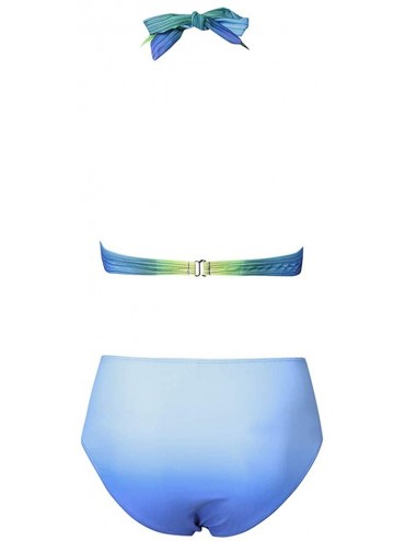 Sets Gradient Color Halter Padded Bikini Set 2020 New Swimsuit Two Pieces Beachwear Swimwear - Green - CR194CYDZO2 $13.93