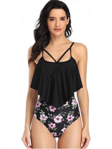 Sets Women's Sunflower Swimsuit Two Piece Bathing Suits Ruffled Flounce Top with High Waisted Bottom Bikini Sets Swimwear - B...