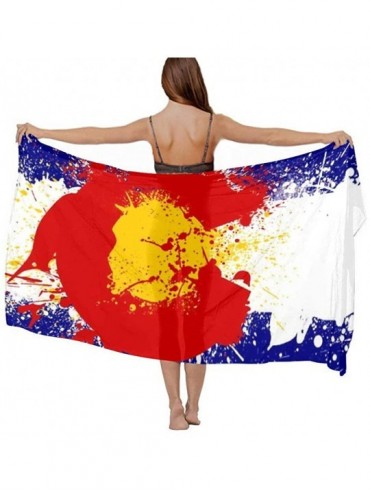 Cover-Ups Women Chiffon Scarf Summer Beach Wrap Skirt Swimwear Bikini Cover-up - Colorado State Flag - CC190HHK4L6 $44.90