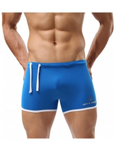 Trunks Men's Swim Trunks Quick Dry Pulling Rope Slim Fit Swimming Shorts Beach Swimwear Bathing Suits - Blue - CJ18QNLGYCZ $2...