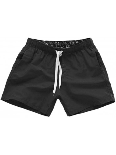 Board Shorts Hawaiian Men Classic Beach Shorts Swim Trunks Quick Dry Elastic Waist Beachwear with Pocket Swimsuits - Black - ...