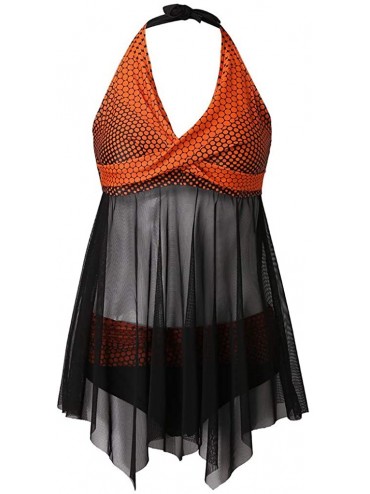 Bottoms Swimsuit for Women Sexy Patchwork Printed Open Back Tankini Top Set Two Piece Swimwear - Orange - C5196EY60NY $19.40
