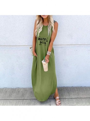 Cover-Ups Women's Summer Casual Sleeveless V Neck Strappy Split Loose Dress Beach Cover Up Long Cami Maxi Dresses with Pocket...
