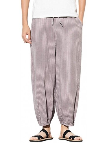 Briefs Men's Pants Casual Baggy Harem Pants Loose Drawstring Jogger 3/4 Capri Pants with Big Pockets - Gray - C618ZDLQ2ET $48.75
