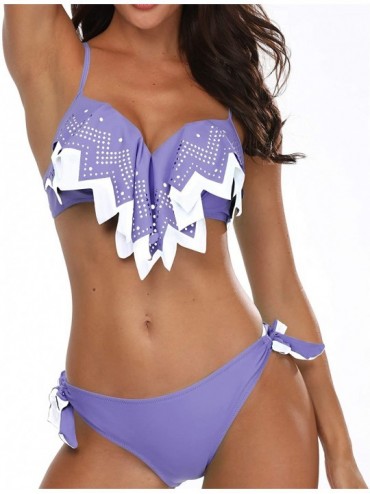 Sets Flounce Push Up Bikini Swimsuits for Women Two Piece Bathing Suits - Lavender Purple - CF18AW4YHK8 $18.51