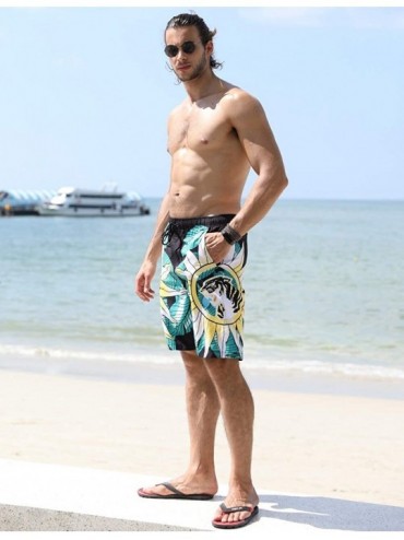 Board Shorts Board Shorts for Men & Boys- Long Swim Trunks with Pocket- Quick Dry Beachwear - Green - CJ18SNW650W $25.52