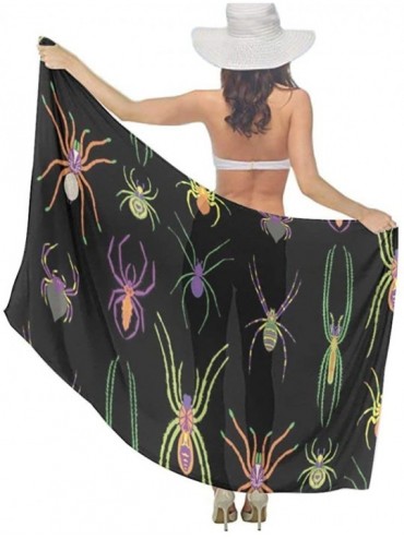 Cover-Ups Women Chiffon Sarong Beach Swimsuit Bikini Cover Up Fashion Shawl Wrap - Spiders Cool - CR196SCUR97 $45.05