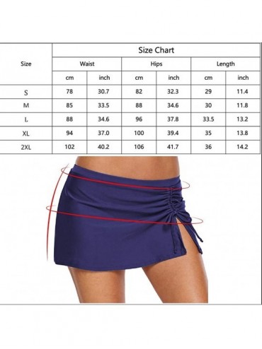 Bottoms Women's Side Slit Swim Skirt Mid Waist Tummy Control Swimming Skirt Tankini Bottom Built in Panty - Black - C3194W3I4...