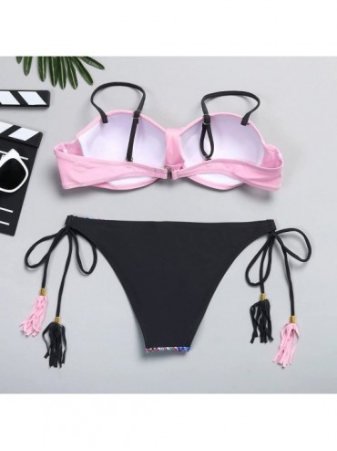 Sets Women's New Sexy Bikini Set Padded Push-up Bra Set Swimsuit Bathing Suit Swimwear Beachwear - Pink - CE18NCI65H3 $15.42