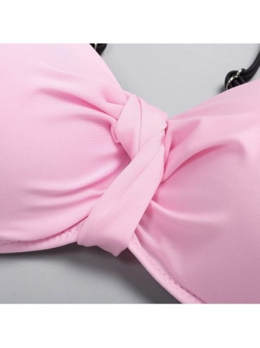 Sets Women's New Sexy Bikini Set Padded Push-up Bra Set Swimsuit Bathing Suit Swimwear Beachwear - Pink - CE18NCI65H3 $15.42