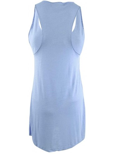 Cover-Ups Knot Sides Racerback Solid Color Summer Cover Up Dress - Powder Blue - CH196H5TMWQ $17.40