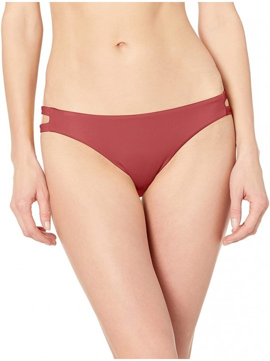 Tankinis Women's Solid Full Side Tab Bikini Bottoms - Bordeaux - C218I04K690 $42.57