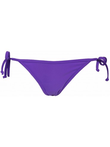 Bottoms Women's Sexy Low Cut Bikini Bottom Tie Sides Thongs Cheeky Booty T-Back Ladies Swimsuit - Purple - CE182KORO4O $11.95