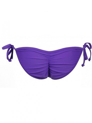 Bottoms Women's Sexy Low Cut Bikini Bottom Tie Sides Thongs Cheeky Booty T-Back Ladies Swimsuit - Purple - CE182KORO4O $11.95