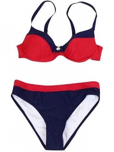 Sets Women Polka Dots Swimwear Plus Size Bathing Suit Push-up Beach Swimsuit Bikini - C Red - CN18T8TZYS7 $16.17