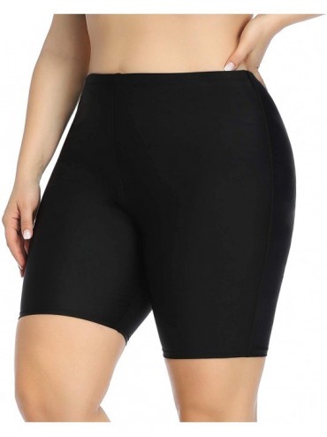 Tankinis Women Plus Size Sport Board Shorts Tankini Bottoms High Waisted Swim Shorts - Black - CC1924IGWMD $31.88