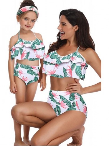 Racing Mother and Baby Family Match Swimwear Floral Printed Two Piece Bikini - Green - CW18QE3WYE5 $21.06
