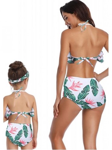 Racing Mother and Baby Family Match Swimwear Floral Printed Two Piece Bikini - Green - CW18QE3WYE5 $21.06