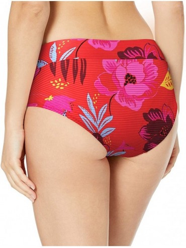 Bottoms Women's Banded Wide Side Retro Bikini Bottom Swimsuit - On Vacation Chili - CH18Q6AWRUC $37.31