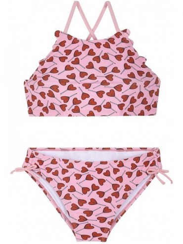 Racing Girl's Strappy Bikini Set Two Piece Swimsuits Side Tie Hipster Swimwear Tassels Tankini Set - Red Heart - CG18NLLI4GZ ...