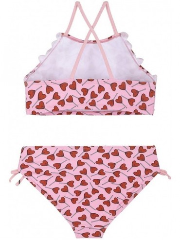 Racing Girl's Strappy Bikini Set Two Piece Swimsuits Side Tie Hipster Swimwear Tassels Tankini Set - Red Heart - CG18NLLI4GZ ...