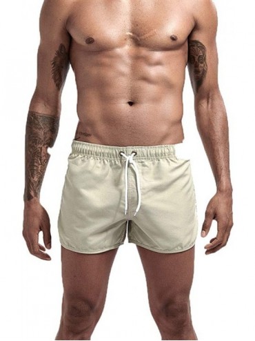 Board Shorts Mens Boys Short Solid Swim Trunks No Mesh Lining Quick Dry Bathing Suits Swim Shorts - Bean Green - CL18RO0TIW3 ...