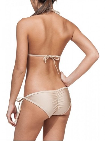 Sets Ladies' New Liquid or Shiny String Bikini 2 Piece Swimsuit - Natural - CI11K5NIFR9 $15.95