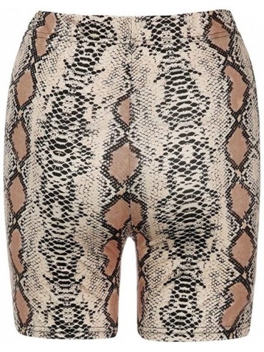 Board Shorts Womens Snakeskin Print Leggings Sport Outdoor Casual Cycling Tight Stertch Short Pants - Brown - C61924O03NU $10.93
