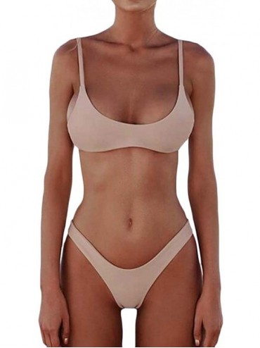 Sets Push-Up Triangle-Bottom Sexy 2 Pcs Solid Color Beach Swimwear Bathing Suit Bikini Sets - 8 - CU18TQIOTT9 $18.51