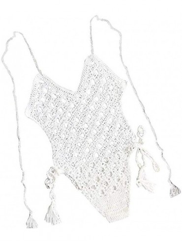 Sets Women's Bikini Set Hollow Out Crochet One Piece Swimwear Bathing Bra Tops - White - C118UIZ9XS3 $25.06