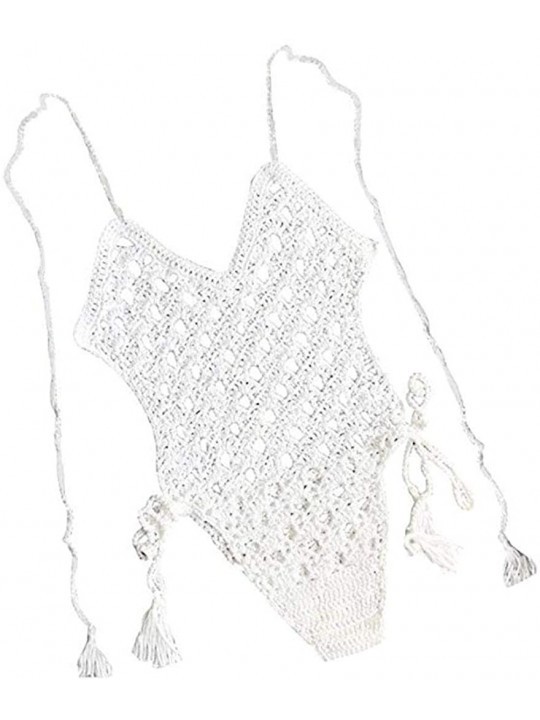 Sets Women's Bikini Set Hollow Out Crochet One Piece Swimwear Bathing Bra Tops - White - C118UIZ9XS3 $12.53