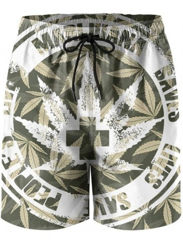 Board Shorts Men's Trippy Coloful Marijuana Weed Beach Pants Camo Shorts Summer Beach Pants for Men - Marijuana Saves Lives -...