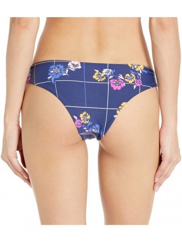 Bottoms Women's Trilogy Reversible Cheeky Cut Bikini Bottom - Glowing Trilogy Ink Blue Stripe/Blue Floral - CW18XAI543L $27.43