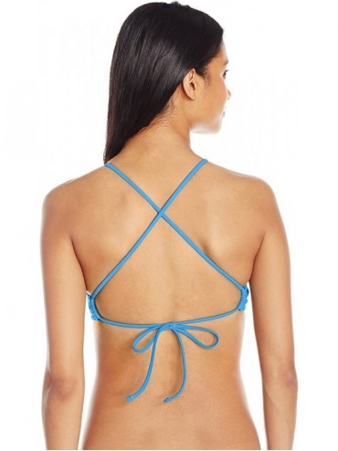Tops Women's Simply Solid Crop High Neck Swimsuit Bikini Top - Coastal Blue - CG12NUV2AYI $26.98