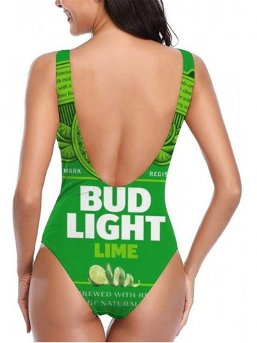 One-Pieces Women's Bud Light High Cut Low Back One Piece Swimwear Bathing Suits - Bud Light7 - CJ197HHDZ5U $32.75
