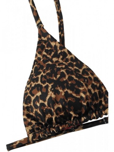 Sets Women's 2 Piece Triangle Bikini High Cut Bathing Suit Swimsuit - Leopard - CP193QZHCNT $22.89