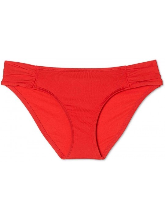 Bottoms Women's Medium Coverage Tab Side Hipster Bikini Bottom - Red - CL194AUO5XE $13.59
