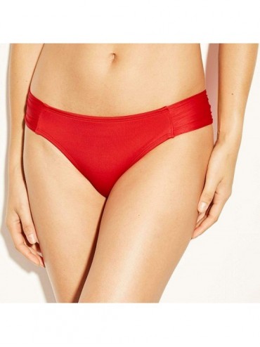 Bottoms Women's Medium Coverage Tab Side Hipster Bikini Bottom - Red - CL194AUO5XE $13.59