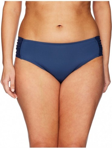 Bottoms Women's Plus Size Color Splash Hipster Bikini Bottom - Indigo - CV1868YRAZU $44.94