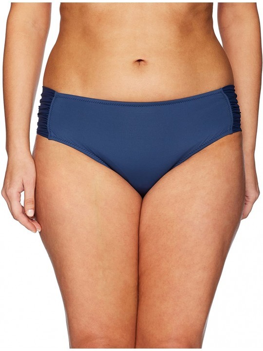 Bottoms Women's Plus Size Color Splash Hipster Bikini Bottom - Indigo - CV1868YRAZU $20.97