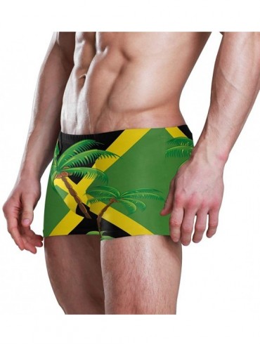 Briefs Graffiti Brazilian Flag Men's Swim Trunks Square Leg Swimsuit Swimwear Boxer Brief - Jamaica Rasta Flag Coconut Tree -...