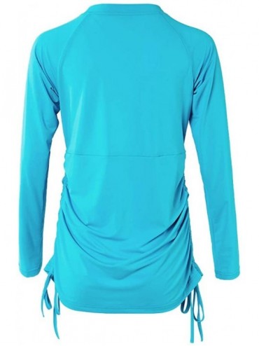 Rash Guards Women's UV Sun Protection Long Sleeve Rash Guard Wetsuit Swimsuit Top - 4002 Blue - C118NEZC68D $14.56