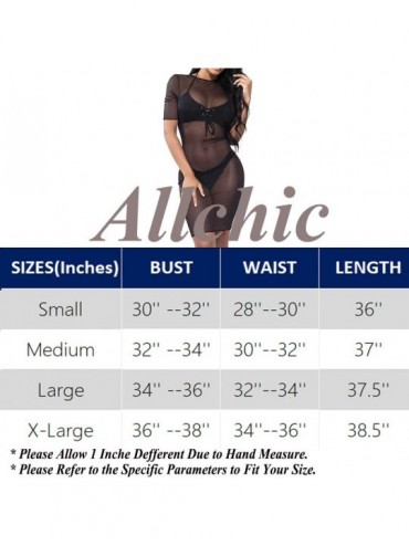 Cover-Ups F2CLO Womens Sexy Sheer Mesh Dress Short Sleeve Cover Ups See Through Club Wears - Short Sleeve Black. - CZ18XOHAE9...