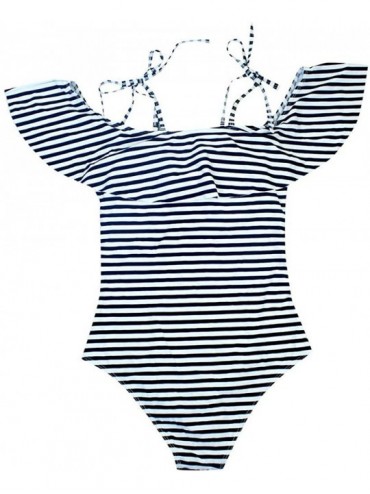 Tankinis Teen Girls Floral Printed One Piece Monokini Bathing Suits V Neck Ruffles Bikini Set Swimwear - B2 - CG196TZAYDW $17.68