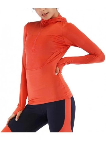 Rash Guards Women's UPF 50+ Sun Protection T-Shirt Long/Short Sleeve Outdoor Performance - Orange 3 - CF196SNG0DZ $82.46
