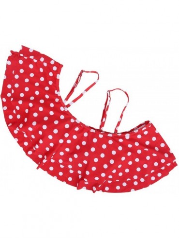 Tops Women Flounce Swimsuit Off Shoulder Ruffled Chic Bikini Tops - Red Dot-1 - CM196507NA3 $15.65